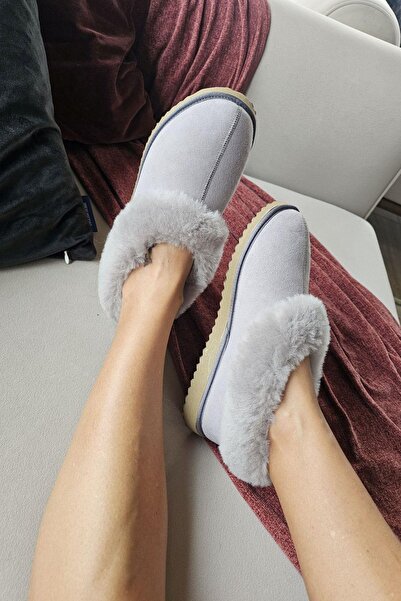 Topukla Footwear 50 02 Topukla Kadın Dışı Hakiki Deri İçi Hakiki Kürklü Ev pa...