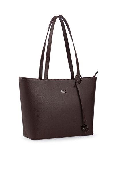 Bilik Deri Καφέ γυναικεία τσάντα ώμου με λεπτομέρεια λογότυπου BLKF AQUA