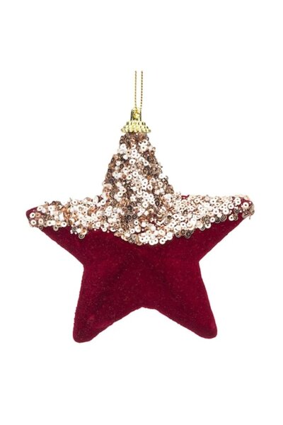 OEM Christmas tree ornament - burgundy velvety foam star 12cm