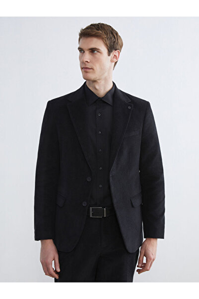 LC Waikiki Чорний стандартний фасон оксамитовий чоловічий блейзер