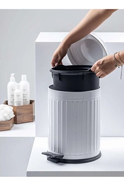 Begin Power Vintage 16 Lt Trash Can with Soft Close Lid Office Kitchen Bathroom Balcony Trash Can White