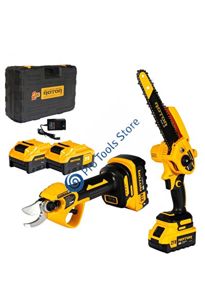 Rotor Mini Chainsaw CS1 and Garden Shear GS1 Cordless Set, 21V 3Ah