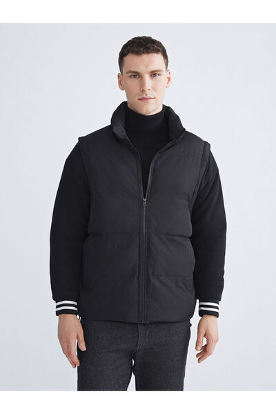 LC Waikiki Black Detachable Sleeve Men's Puffer Jacket