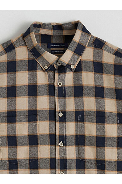 LC Waikiki Beige Long Sleeve Plaid Patterned Men's Shirt