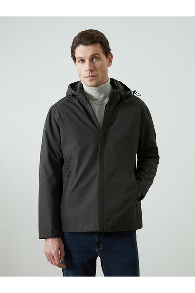 LC Waikiki Palton pentru bărbați cu glugă, model standard kaki