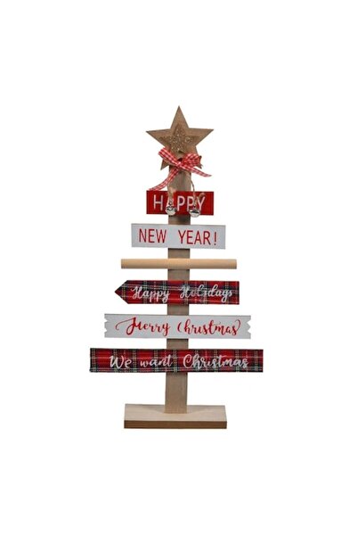 OEM Brad de Crăciun decorativ din lemn cu stea și conuri 36 cm