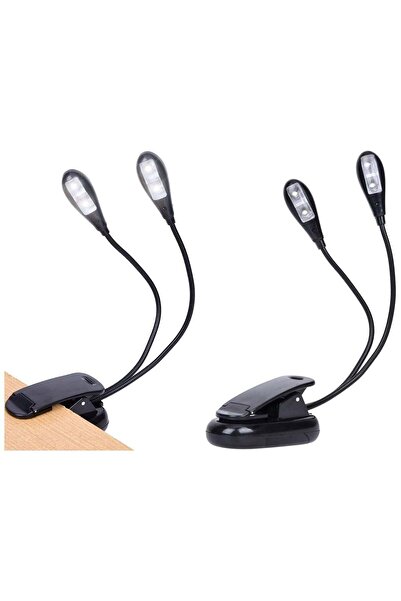 Generic SYOSI Music Stand Light, 2Pcs Clip on 8 LED Book Lights, USB and AAA Battery Operated, Reading Lamp