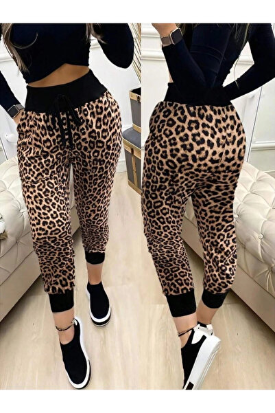 TBL DEKOR Γυναικείο παντελόνι με ψηλόμεσο κορδόνι με σχέδιο με δύο κλωστές