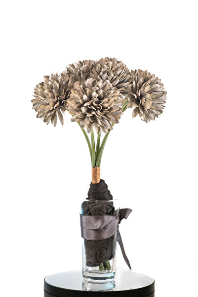 BYSHOME Yapay Lüx Krizantem Kartopu Demet 7 Dallı Dekoratif Yapay Çiçek 25 Cm