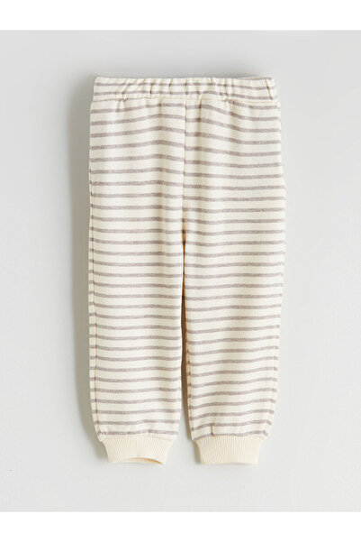 LC Waikiki Ecru Stripe Patterned Baby Boy Jogger Sweatpants