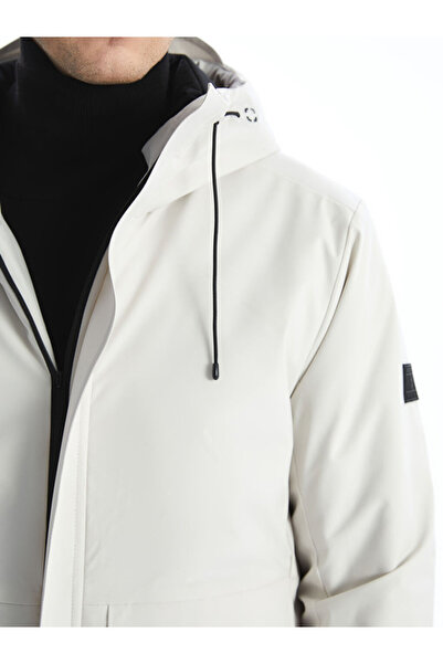 LC Waikiki Beige Standard Fit Hooded Men's Coat