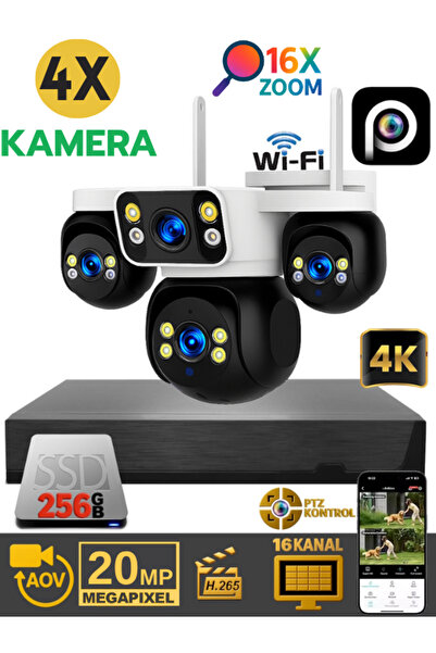 SONREİR XCAMPRO 4 Kameralı 20MP NVR Güvenlik Kamerası Seti (256GB SSD Dahil) ...