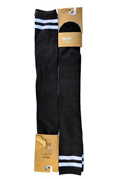 Boston Women's socks, knee-length, striped print at the bottom, 36-39, Black