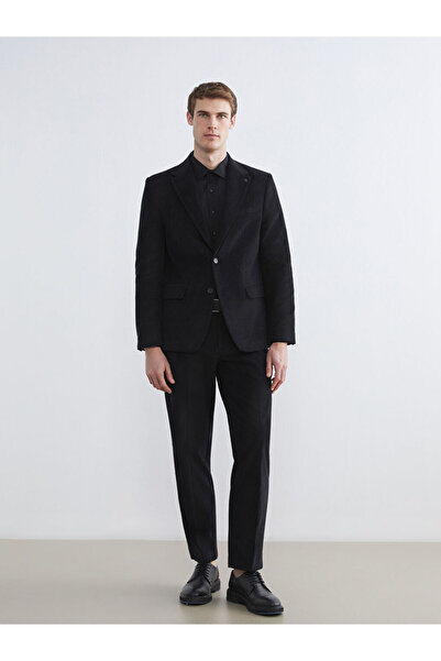 LC Waikiki Чорний стандартний фасон оксамитовий чоловічий блейзер