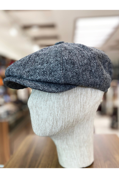 Göksu Şapka Men's Winter Cap British Style Peaky Blinders Newsboy Trend 8 Panel Cap Herringbone