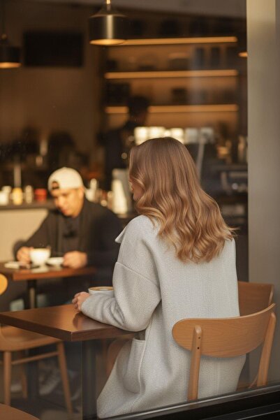 Mossta Oversized Wool Look Two Button Women's Coat Gray