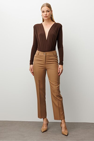 Moda İlgi Modailgi Yan Cep Dar Paça Pantolon Vizon