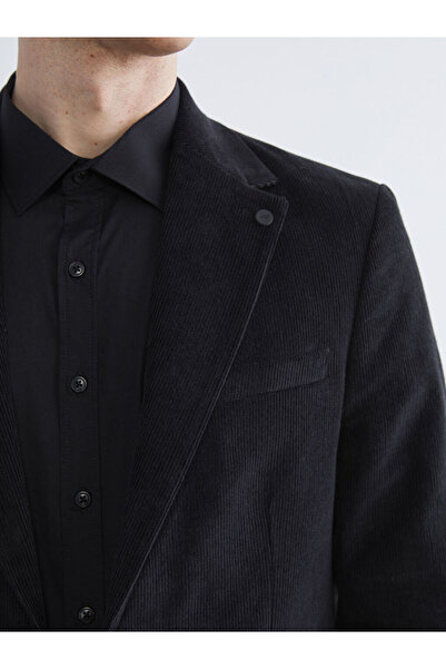 LC Waikiki Чорний стандартний фасон оксамитовий чоловічий блейзер