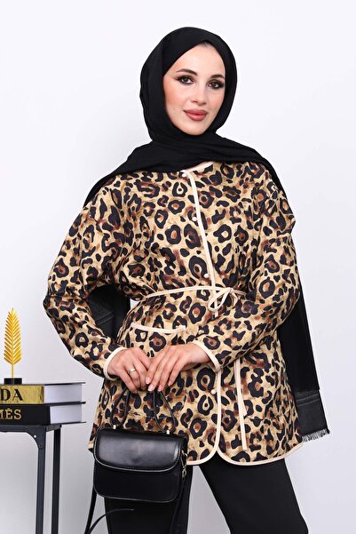 İmajButik Μπουφάν με έθνικ σχέδιο βιζόν με τσέπες