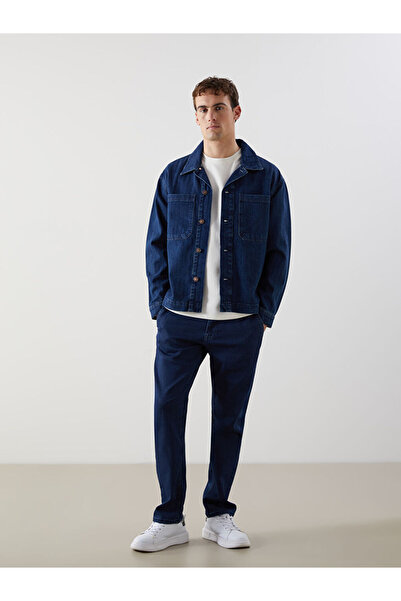 LC Waikiki İndigo Rahat Kalıp Uzun Kollu Erkek Jean Gömlek