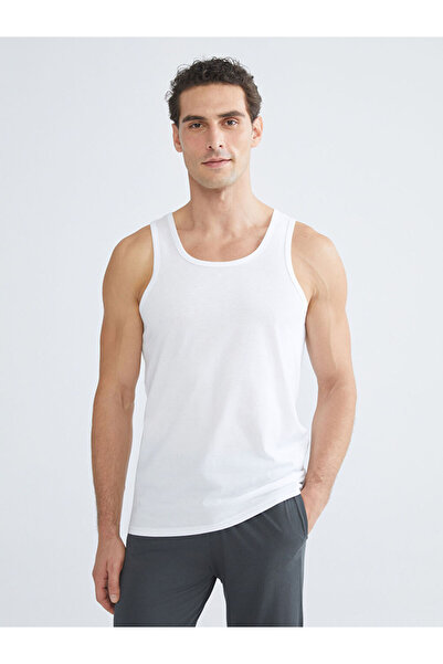 LC Waikiki White U-Neck Combed Cotton Men's Undershirt Set of 2