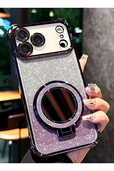Generic Magnetic Glitter Case for iPhone 17 Pro Max，Sparkly Stand，Makeup Mirror，Gradient 17 Pro Max Cover