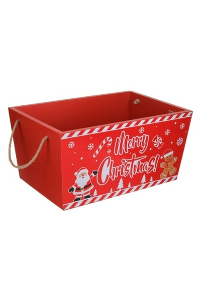 OEM Wooden basket red-white houses 30x20x15 cm