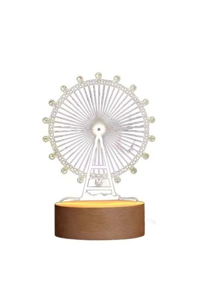 Generic Ferris Wheel 3D LED Lamp White Decorative Night Light