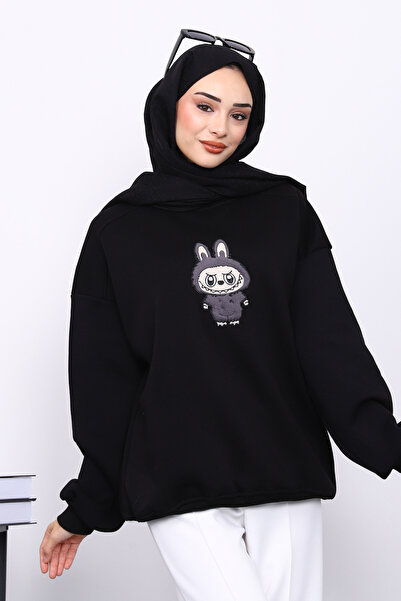 İmajButik Μαύρο μπλουζάκι με λαιμόκοψη τριών κλωστών