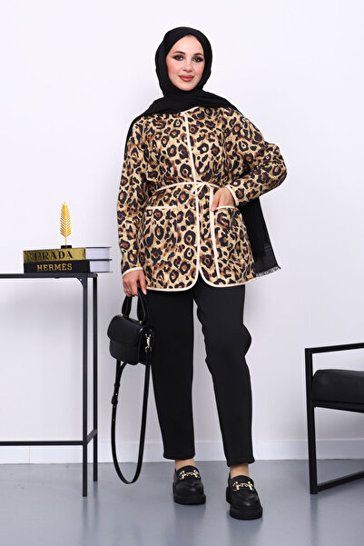 İmajButik Mink Ethnic Patterned Pocket Jacket