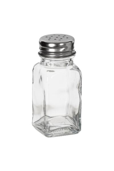 OEM Transparent glass salt shaker with metal lid 4x4x9.5cm