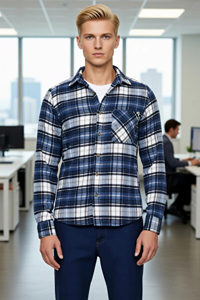 PayBuy Men's Plaid Patterned Slim Fit Flannel Lumberjack Shirt Functional Durable Quality Comfortable Stylish