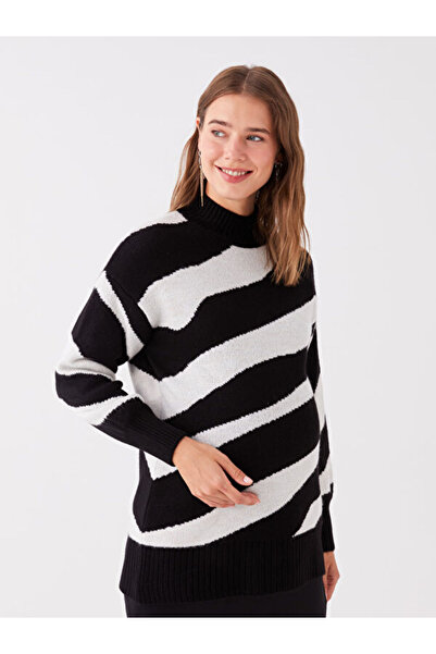 LC Waikiki Half Turtleneck Color Blocked Long Sleeve Maternity Knitwear Tunik