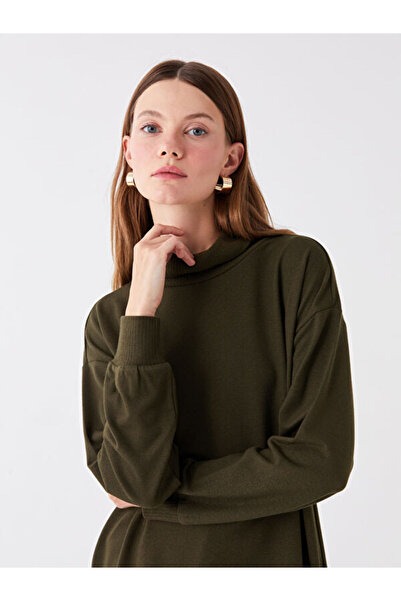 LC Waikiki Turtleneck Plain Long Sleeve Oversize Women's Tunic