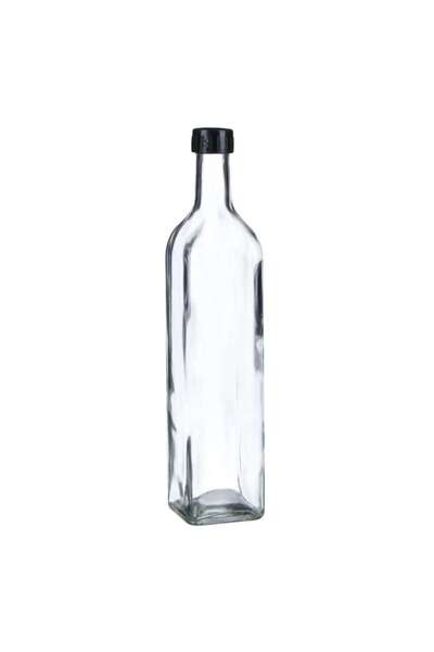 OEM Transparent glass oil dispenser with black cap 500ml