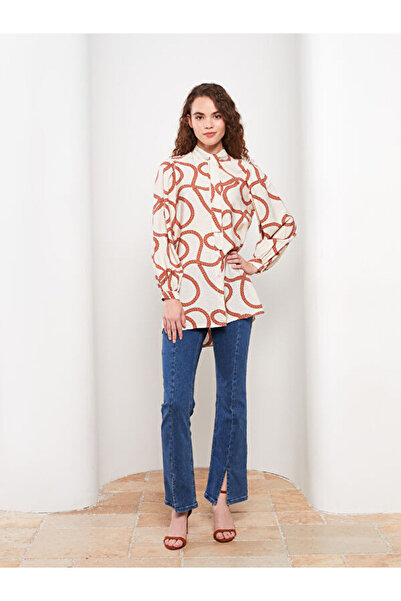 LC Waikiki Tie-up Collar Patterned Women's Tunic