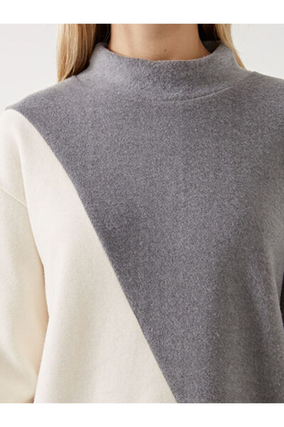 LC Waikiki Mock Neck Color Block Women's Tunic