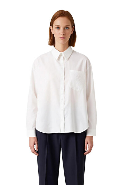 PayBuy Women's Textured Embroidery Detailed Long Sleeve Regular Fit Shirt Modern and Comfortable Design Casual