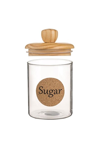 OEM Glass jar with wooden lid "Sugar" 700ml