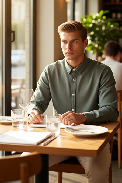 PayBuy Men's Linen Textured Long Sleeve Relaxed Fit Shirt Offers Summer Elegance and Modern Choice Offering Everyday Comfort