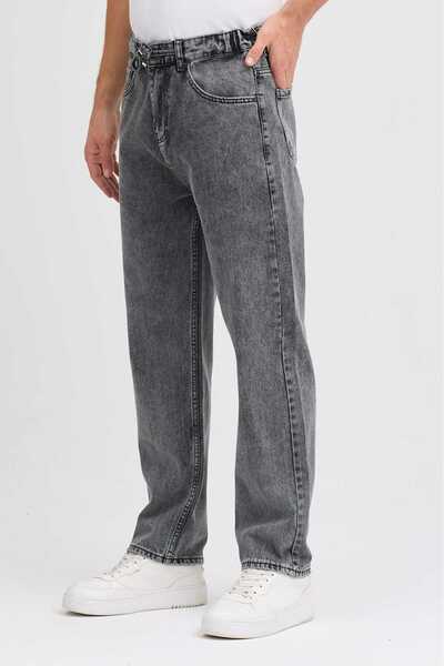 Osyday Men's Baggy Fit Relaxed Cut Pants Non-Lycra Fabric with Lace-Up Detail on the Waistband and Elastic Detail