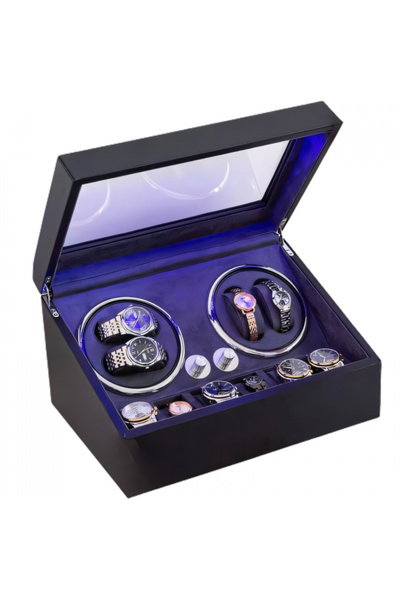 AVA-STARS Automatic watch winder box, Luxury 4+6, Ava-Stars®, LED interior, leather exterior