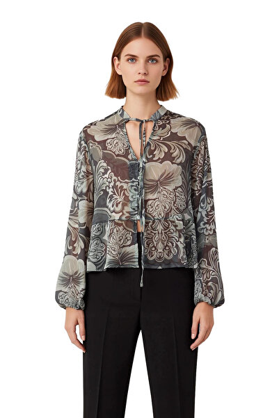 PayBuy Women's Khaki Shawl Patterned Halter Neck Chiffon Shirt Functional Durable Quality Sports