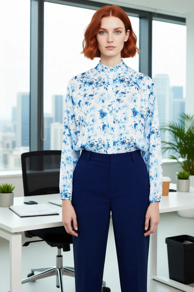 PayBuy Cămașă de damă cu mâneci lungi din satin cu modele florale, țesută, o alegere ideală pentru o eleganță casuală și elegantă