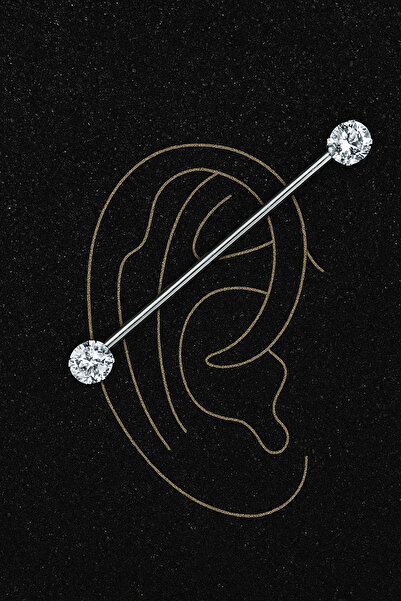 ömay takı Zirkon 316L Cerrahi Çelik Köprü Piercing