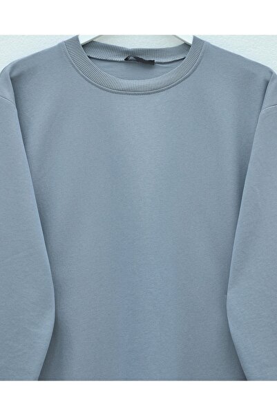 Modamorfo Round Neck Slit Casual Combed Cotton Tunic -Gray