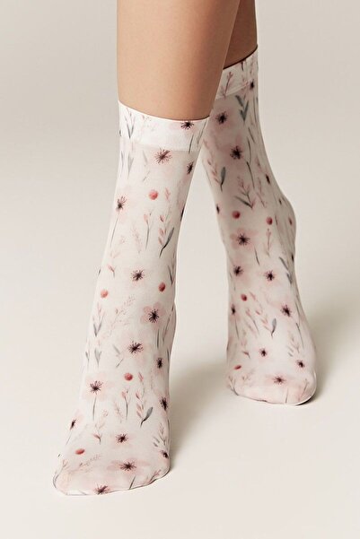 Conte Elegant Funny socks with floral print, Conte Fantasy 20С-102CP - Print, 36-39 (23-25)