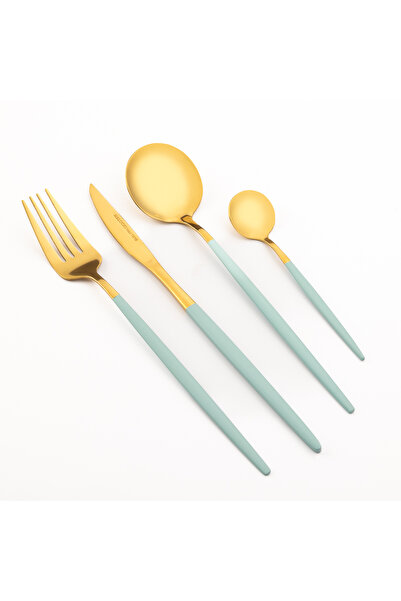 Malooki 24 Piece Cutlery Set, Gold Finish & Colored Handles