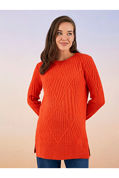 LC Waikiki Crew Neck Self Patterned Long Sleeve Maternity Knitwear Tunik