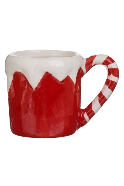 OEM Christmas ceramic mug, red with white snow rim, 60ml